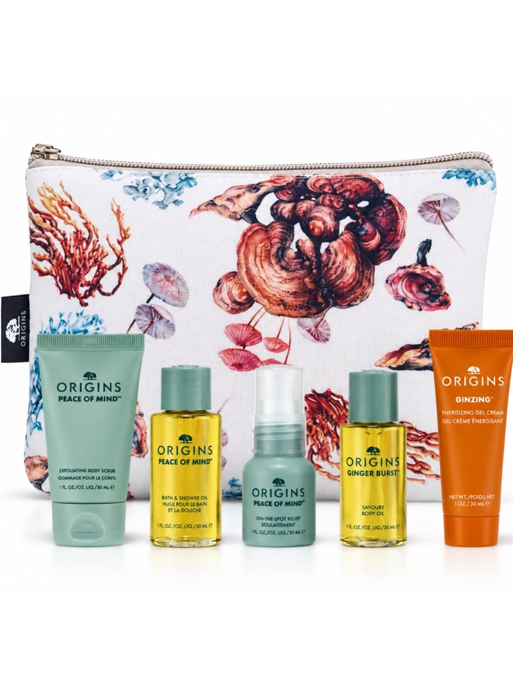 Origins Five Piece Mini Skincare Gift Set with Origins Makeup Pouch BRAND NEW